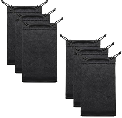 Suertree glasögonpåse 6 stycken glasögonfodral glasögonfodral mjukt glasögonfodral solglasögon etui smyckesväska glasögonfodral för kvinnor och män dammtät och reptålig svart