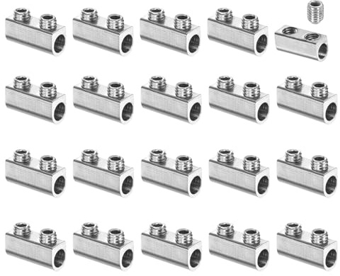 sourcing map 30 clip per funi metalliche, fermacavo in rame con 2 viti a esagono incassato, morsetto di fissaggio adatto per funi metalliche da 1-1,5 mm, per la vita domestica, edilizia, trasporto