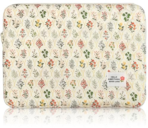 Flintronic Laptoptasche 14 Zoll, Puffy Laptop Hülle, Florale Laptophülle, Laptoptasche Schutzhülle, Laptop Sleeve Case, Notebook Hülle Tasche Kompatibel mit MacBook/Huawei/Acer/Asus/HP/Dell/Lenovo