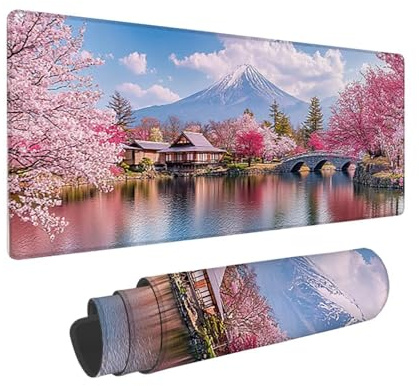Tapis de Souris de Jeu, 800 x 300 mm XXL Tapis Souris Gaming Grand, Antidérapant Étanche, iExtended Long Clavier Mouse Pad XXL, Accessoire Bureau, pour Gamer, Ordinateur, PC (Japon Mont Fuji) i-665