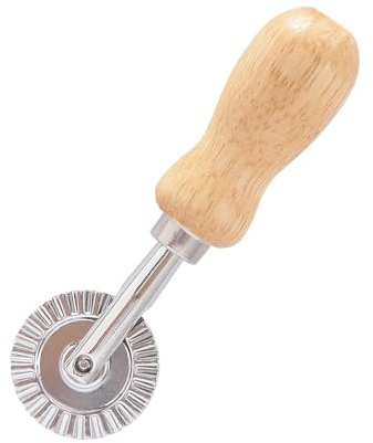 Dough Cutter with Wooden Handle, Ravioli and Pastry Lattice Cutters, Fluted Ravioli and Pie Dough Crimper for Kitchen Tool for Pasta, Pizza, Dumpling Making, 1.5 Inch Diameter