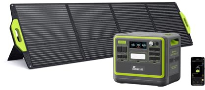 FOSSiBOT F2400 Powerstation mit 200W Solarpanel, Solargenerator 2048Wh LiFePO4 Batterie 230V 2400W 3AC Ausgängen (4800W Peak), Mobile Stromerzeuger für Camping/Reise/Zuhause/Notfall usw