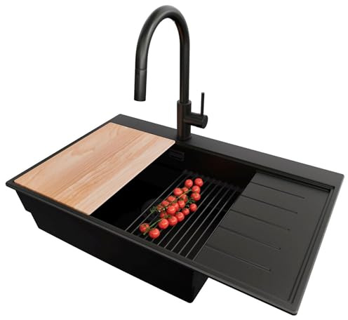 PRIMAGRAN Fregadero Granito al Mueble 60cm + Grifo, 78x50cm