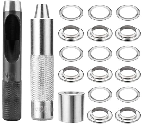 FOMIYES Kit de Perforation à Œillets Métalliques 103 Pcs, Œillets 12 Mm en Alliage Solide, Kit D’emporte-pièce Manuel pour Bâches, Rideaux et Toiles, Boîte Complète pour Réparation