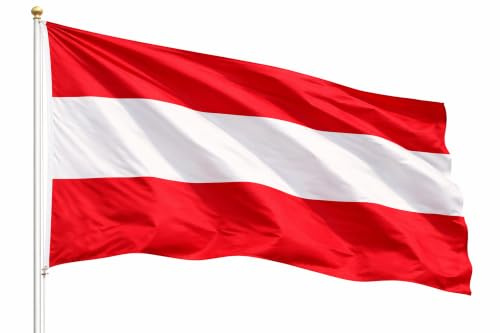 Drapeau de l'Autriche - Drapeau de la Coupe du Monde 2026 - Article de supporter - Polyester résistant et œillets métalliques - Coupe du monde (Autriche 90 x 150 cm)