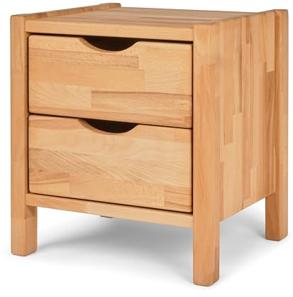 Betten-ABC Bubema Commodino Duo Nachttisch, Kernbuche massiv, Natur geölt mit Bioöl, mit Zwei Schubladen
