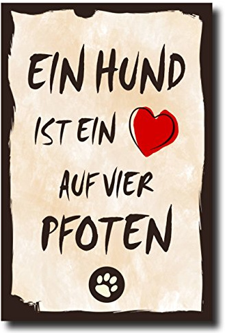 Homeyourself Holzschild Dekoschild EIN Hund ist EIN Herz auf Vier Pfoten mit Spruch 20x30cm Shabby Chic Vintage Wandschild Türschild Holzbild Holztafel Bild