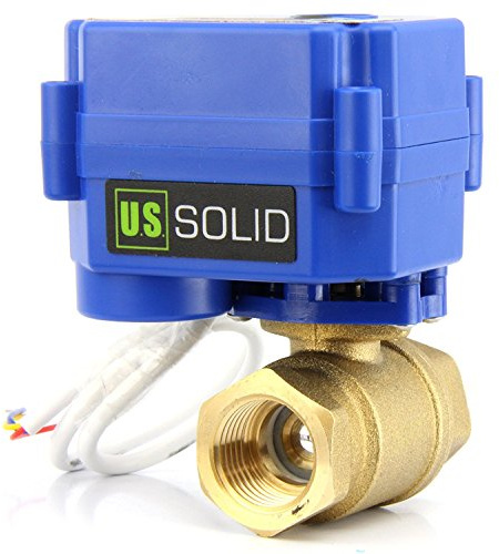 U.S. Solid 1 Válvula Motorizada 9-24V AC/DC Latón 2 Vias Válvula de bola electrica Normalmente Cerrado (NC), Configuración de 3 cables
