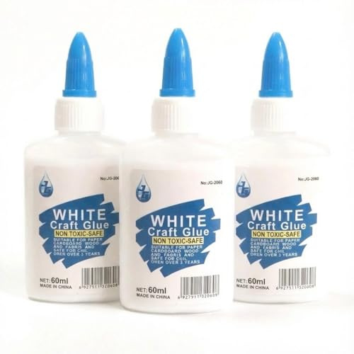 ASPIR E White Art and Craft PVA Glue 60ml-Home School Office USE -3 PVA GLE Bottles