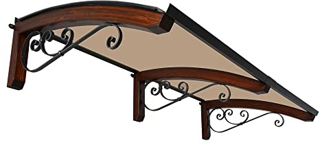 BELLHOUSE COPERTURE Auvent en Bois Mod. Legno Riccio Noyer FONCÉ - P100 e L200 - BRONZÉ