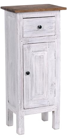 DESIGN DELIGHTS Holz FLURSCHRANK Plant 80 | 80x36x25cm (HxBxT), Mahagoni Recyclingholz | Shabby Chic Telefontisch | Farbe: 05 weiß-Natur