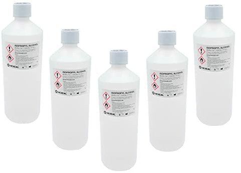 Hexeal Isopropyl Alcohol 5L – 5 x 1L Bottles of 99.9% IPA Disinfectant & Sanitiser – Removes Grime on Phones & Electronics – Degreaser, Cleaning Fluid & Solvent for Paint Thinning