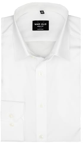 Marvelis Hemd, Weiß, Langarm 64cm, Body Fit, Bügelleicht, New York Kent Kragen, 100% Baumwolle (42)