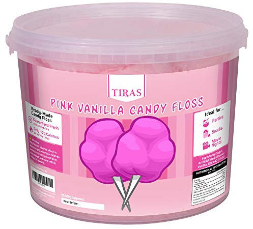 Pink Vanilla Candy Floss - Prepared Fluffy Cotton Candy, Perfect for Parties and Events - Large Candy Floss Tub (500g)