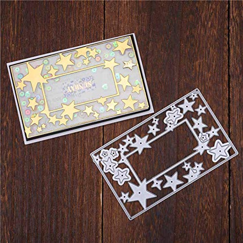 YunTrip Stanzschablonen aus Metall, Motiv: Sterne, rechteckige Rahmen, Schablonen für Bastelarbeiten, Scrapbooking, Fotoalbum, dekoratives Papier, Kartengestaltung
