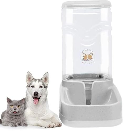 meleg otthon Automatischer Futter und Wasserspender für Katzen und Hunde, 3.8 L Futterautomat und Wasserspender im Set,Hund Schüssel Wassertränke (3.8L Grau Haustiertränke)