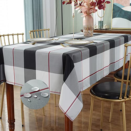 Rectangle Tablecloth 60 x 84 Inch Checkered Table Cloths Spillproof Anti-Shrink Soft and Wrinkle Resistant Decorative Fabric Table Cover for Kitchen Dinning Tabletop Outdoor(Rectangle/Oblong,Grey)