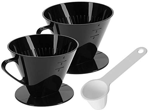 Westmark Set de Café à 3 pièces, 2 Filtres à Café de taille 4 et Cuillère à Café Doseuse, Plastique, Noir/Blanc, 244422E6