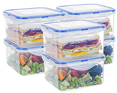 EASYLOCK Airtight Food Storage Container with Lids Plastic, 1125ML, 6 Pack | Meal Prep Containers Reusable, Leak-proof, Microwave, Freezer & Dishwasher Safe, Ideal for Salad & Sandwiches, BPA-Free