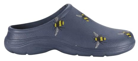 Womens/Ladies Clogs Briers Gardening Shoes Soft Sole Slip On Lightweight UK 4-8 (Navy (Bees), Numeric_8)
