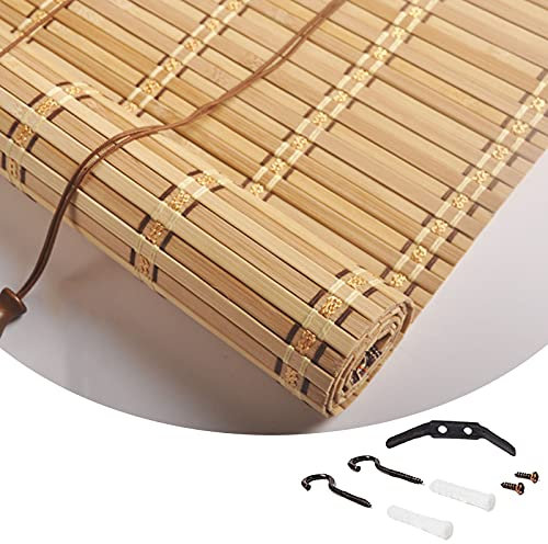 Jolan Bambusrollo Für Fenster,sichtschutz-rollläden,natürlicher Bambusvorhang,Rollo Bambus,dekorative Raffrollo Retro,anpassbare Außen- Und Innenjalousien,W×H-145x260cm/57x102in
