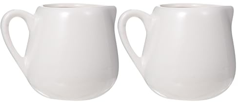 DOITOOL Mini Milk Jug Ceramic Creamer with Handle 2 Pack Sauce Jugs for Serving Drip-Free Spout Kitchen Sauce Container for Coffee Gravy Dressing 6.00 X 6.00 X 5.00 Cm
