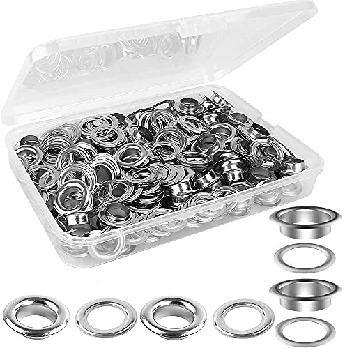 Kit Oeillets, 50 Ensembles Œillets 20mm Œillets, Argent Oeillets Métalliques, pour Chaussures, Vêtements, Sac, Toile, Artisanat de Bricolage (Ne pas Inclure les Outils d'Installation) - Style D