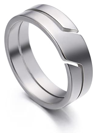 TEAMER Anillo de acero inoxidable para parejas, anillos de dedo casuales simples a la moda, joyería de compromiso, aniversario para hombres y mujeres