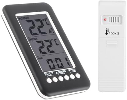 Joyzan Termometro Igrometro Digitale, Interno Metereologica Sensore Esterno Filo Elettrico Wireless Interni Esterni Orologio Data Senza Fili Ambiente Misura Umidità Temperatura Casa Stanza Giardino