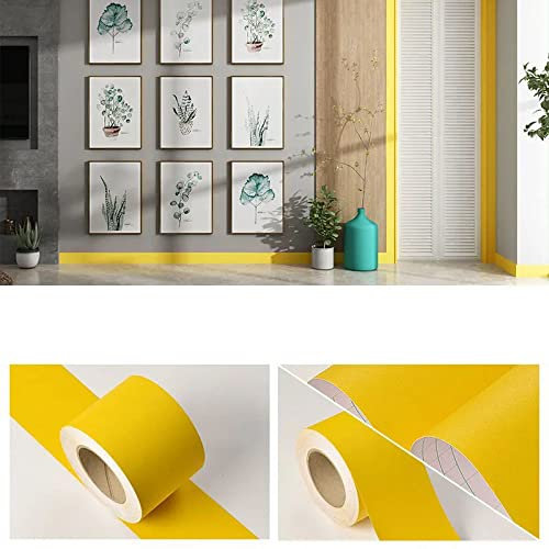 Dostear BordüRe Selbstklebend Kinderzimmer Tapeten Wohnzimmer Wanddeko Badezimmer 3d Fliesenaufkleber Wandleisten Gelb Matt 12 X 500cm