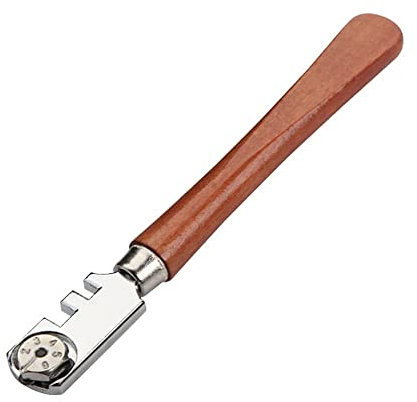TOOLSTEK Wokin Glass Cutter with 6 Interchangeable Carbide Cutting Wheels Craft Cutting Kit Tool with Wooden Handle Perfect for Cutting & Scoring Glass Bottles, Mirrors, Window Panes, Shelves