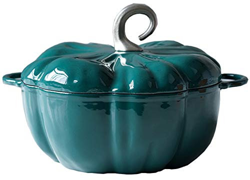 HODAGES Pumpkin Casserole Dish With Lid Enamel Cast Iron Pumpkin Casserole Pot Casserole Pot Stew Pot Creative Pumpkin Pot Soup Pot For All Heat Source,Orange (Green)