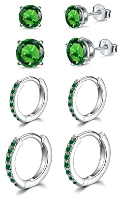 Ohrstecker Ohrringe Set Silber Ohrstecker Kleine Creolen Sleeper Knorpel Huggie Silber Ohrringe für Damen Mädchen Herren