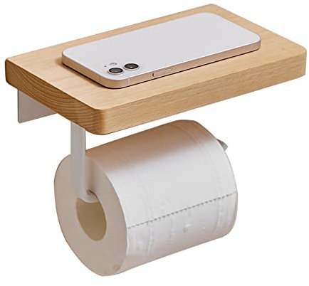 Porte-rouleau de papier toilette en bois à suspendre au mur pour cuisine et salle de bain - #2