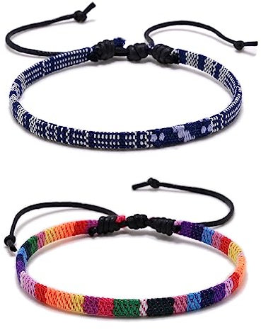 SURALIN 2PCS Surfer-Knöchelarmband-Set, Surfer Armband, Verstellbar, Wasserdicht, Ethno-Armband, Unisex, Handgefertigt, Geflochtene Armbänder(A)