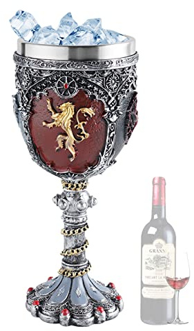 FIYSON Vintage Kelch,Weinkelch,Cocktailgläser,180ml Kelch Mit Mittelalterlicher Dekoration,aus Edelstahl und Harz,3D Prägung Kelch Tasse für Champagner, Wein Whisky, Milch, Kakao, Kaffee,Bier und Mehr