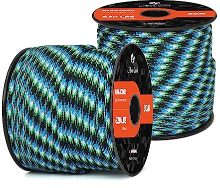 Abma Cord Paracord 620lbs 4mm 30M 100% Nylon Seil Typ 3 Schnur mit 9 Kern | Max 280kg (620lbs), Basteln, Camping, Survival, Outdoor