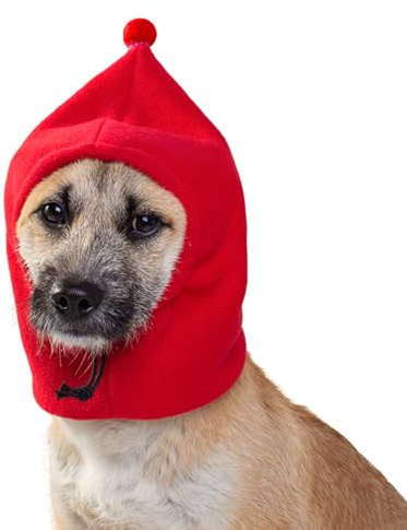 BT Bear Plush Hund Mütze, Warmer Ohrenschutz für Haustiere, Winter Kopfbedeckung mit Geräuschschutz für Kleine und Mittlere Hunde (Rot, S)