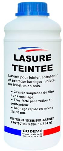 Lasure Teintee - Codeve Bois/Chêne moyen - 1L - Intérieur/extérieur - Pour La Protection D'un Chalet, Abri, Cabane, Coffre Ou Balcon En Bois.