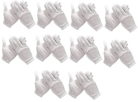 jojofuny 10pairs Static Gloves for Pc Building Electronics Installation Repair Red Striped Edge and Dust Protection