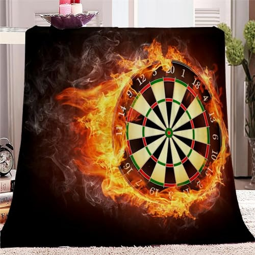 Kuscheldecke Flauschig Darts 3D Decke 150x200 Schwarz Wohndecke Sport Weich und Warme Flanell Fleecedecke für Sofadecke Couchdecke Tagesdecke m8837