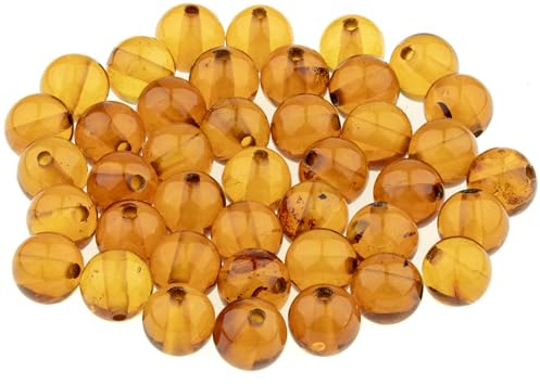 Bernstein Rund Perlen - Poliert und Roh 100% Naturliche Baltischen Harz Stein 5 mm Lose mit Locher fur Basteln Mehrere Farben – Amber Culture