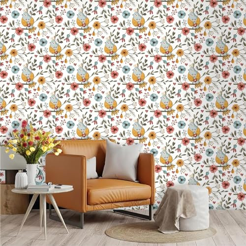 Selbstklebende Tapete Süße Gelbe Tiere Strukturtapete Wandtattoo Schlafzimmer Tapete Selbstklebend Vliestapete Wallpaper for Living Room Tapeten Langlebig Wandschutzfolie 45x300cm