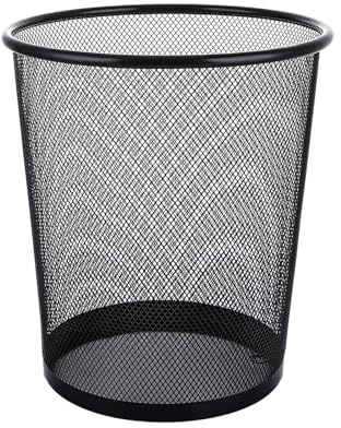 ASelected Corbeille à papier en maille métallique pour chambre à coucher, salle de bain, bureau, maison, cuisine, 23,5 x 26 cm, trompette ronde noire