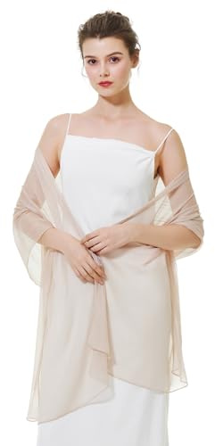 BEAUTELICATE Scialle Donna Elegante Crêpe Stola Estivo Leggera Coprispalle per Matrimonio Sposa Festa Cerimonia Abito (Nudo, Taglia unica)