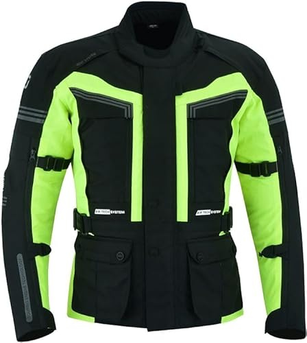 BOSmoto Sommer Motorradjacke für Herren - Mit Herausnehmbaren Protektoren, | Perfekt für Biker & Motorroller (DE/NL/SE/PL, Alphanumerisch, M, Regular, Regular, Grün)