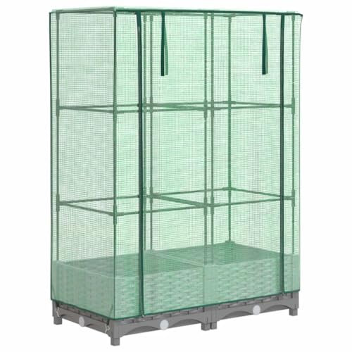 vidaXL Hochbeet, Pflanzkasten mit Gewächshaus-Aufsatz, Frühbeet für Balkon Garten Terrasse, Gemüsebeet Blumenbeet Pflanzbeet, Rattan-Optik