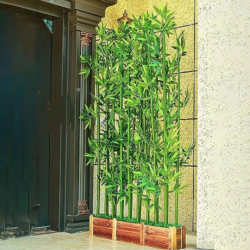 LYDZT Planta de bambú Artificial Adornos de árbol de bambú Artificial para Puerta de Entrada, Modelo de Planta Artificial para Interior y Exterior con Base de Madera, Cerca de privacidad, Divisor