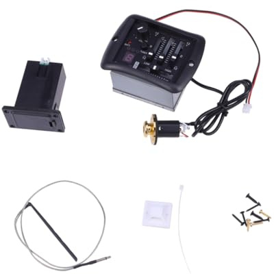 3-band Gitarren Tonabnehmer Equalizer für Akustikgitarre Schwarz | Vorverstärker mit Stimmgerät, Tonkontrolle und Pickup Bereich, Kunststoff Metall, Eq-ym02
