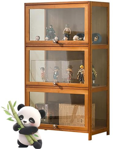 Ddasam Glasvitrine,sammlervitrine Vitrinenschrank, Glasvitrine Stehend, Curio-SchräNke, Flügeltürdesign, Vitrine für Büros, Schlafzimmer, Wohnzimmer106×70×33cm,Vitrine mit 3 Fächern